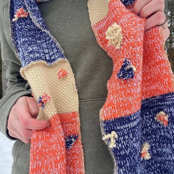 Polka Dotted Striped Scarf - Picture 2 of 2